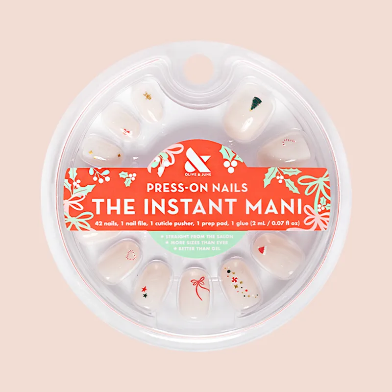 All Out Christmas Minimalist - Press-On | Extra Short | Round