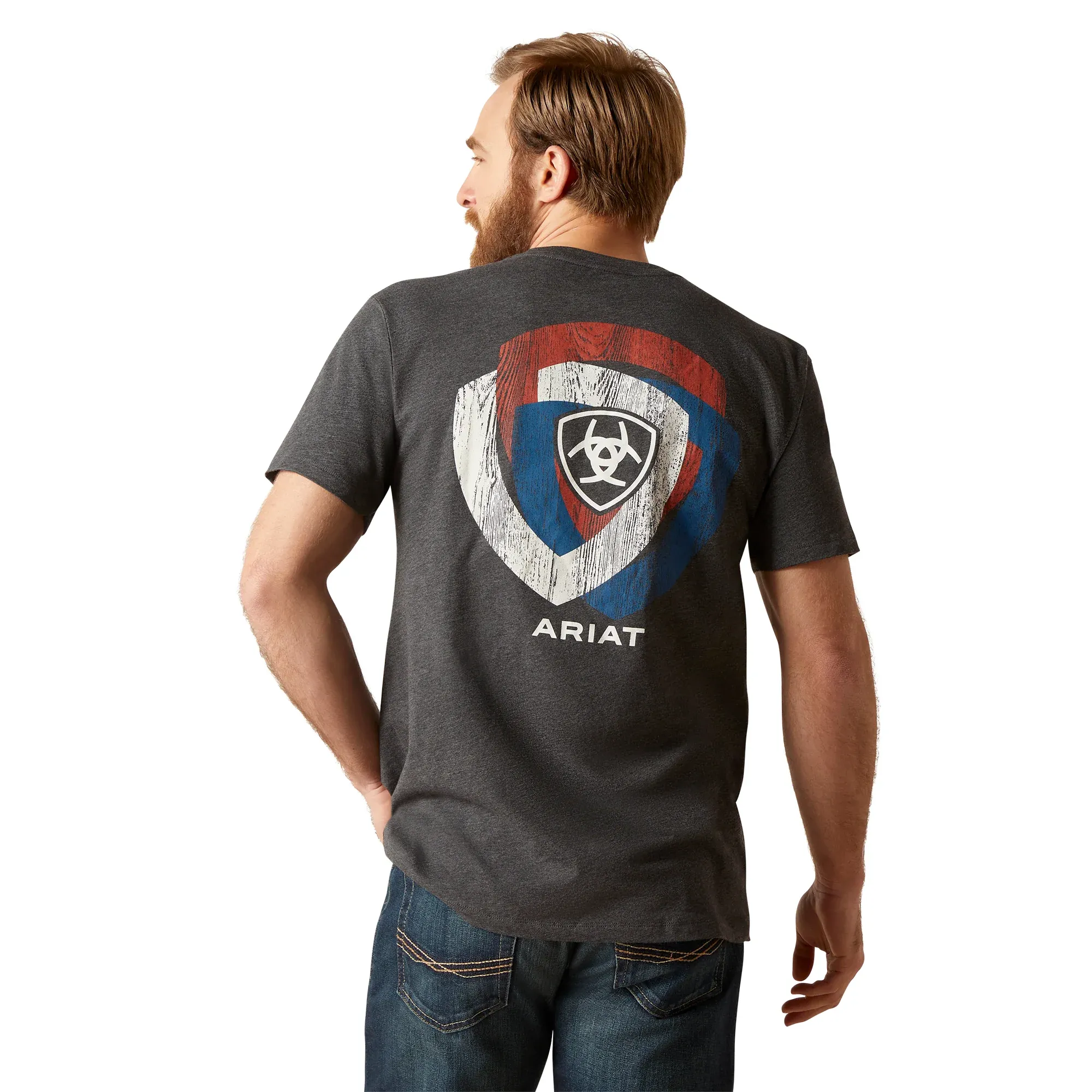 Ariat Men's Wooden Badges Graphic Charcoal Heather T-Shirt