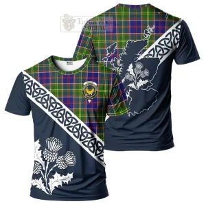 Arnott Tartan T-Shirt Featuring Thistle and Scotland Map