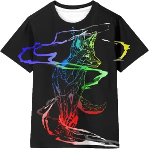 Asylvain Boys Girls Shirts Short Sleeve 3D Print Funny Colorful Tee Shirts for Kids Size 6-16