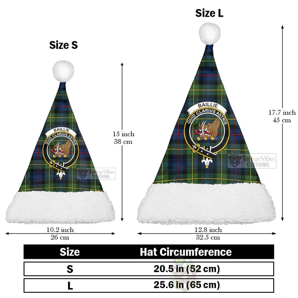 Baillie (Bailey) Tartan Christmas Santa Hats with Family Crest