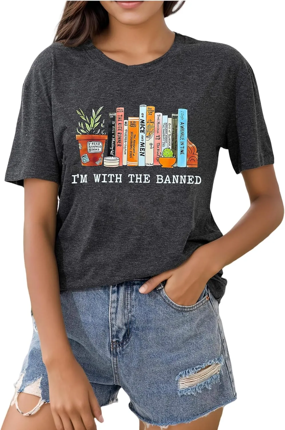 Banned Books Shirts for Women Reading Tshirts Gifts for Teacher Bookworm Readers Librarian Bibliophile Tee Tops S-XXL