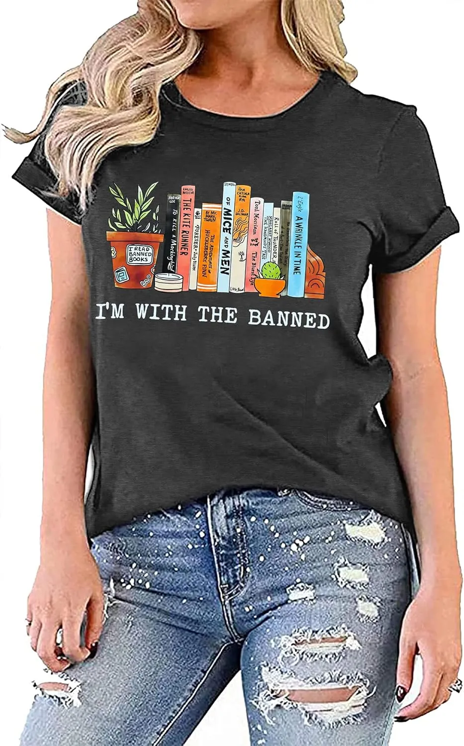 Banned Books Shirts for Women Reading Tshirts Gifts for Teacher Bookworm Readers Librarian Bibliophile Tee Tops S-XXL