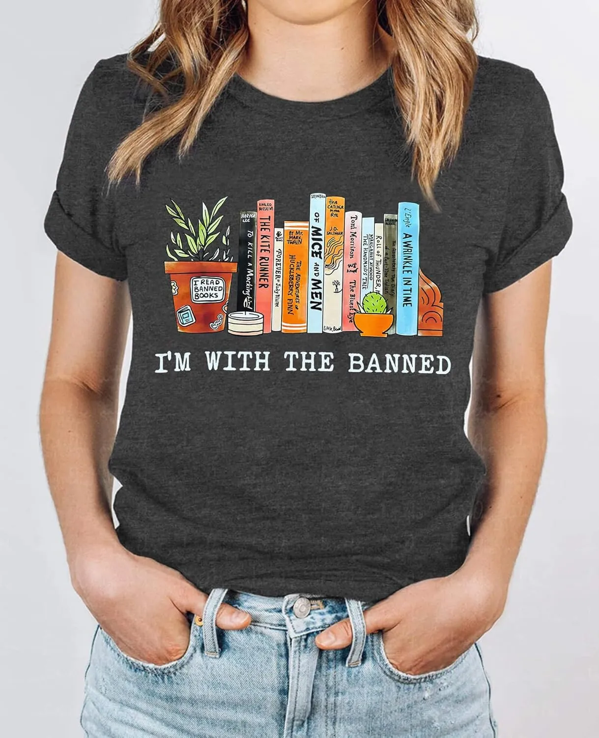 Banned Books Shirts for Women Reading Tshirts Gifts for Teacher Bookworm Readers Librarian Bibliophile Tee Tops S-XXL