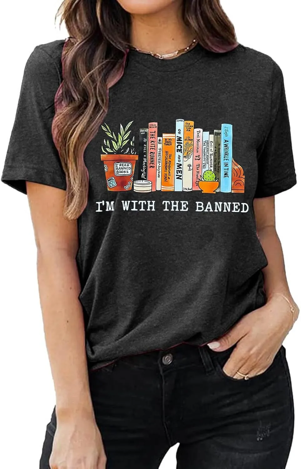 Banned Books Shirts for Women Reading Tshirts Gifts for Teacher Bookworm Readers Librarian Bibliophile Tee Tops S-XXL