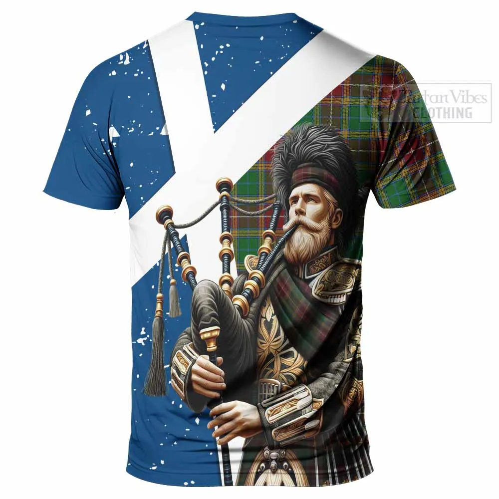 Baxter Tartan T-Shirt with Family Crest Scottish Bagpiper Vibes
