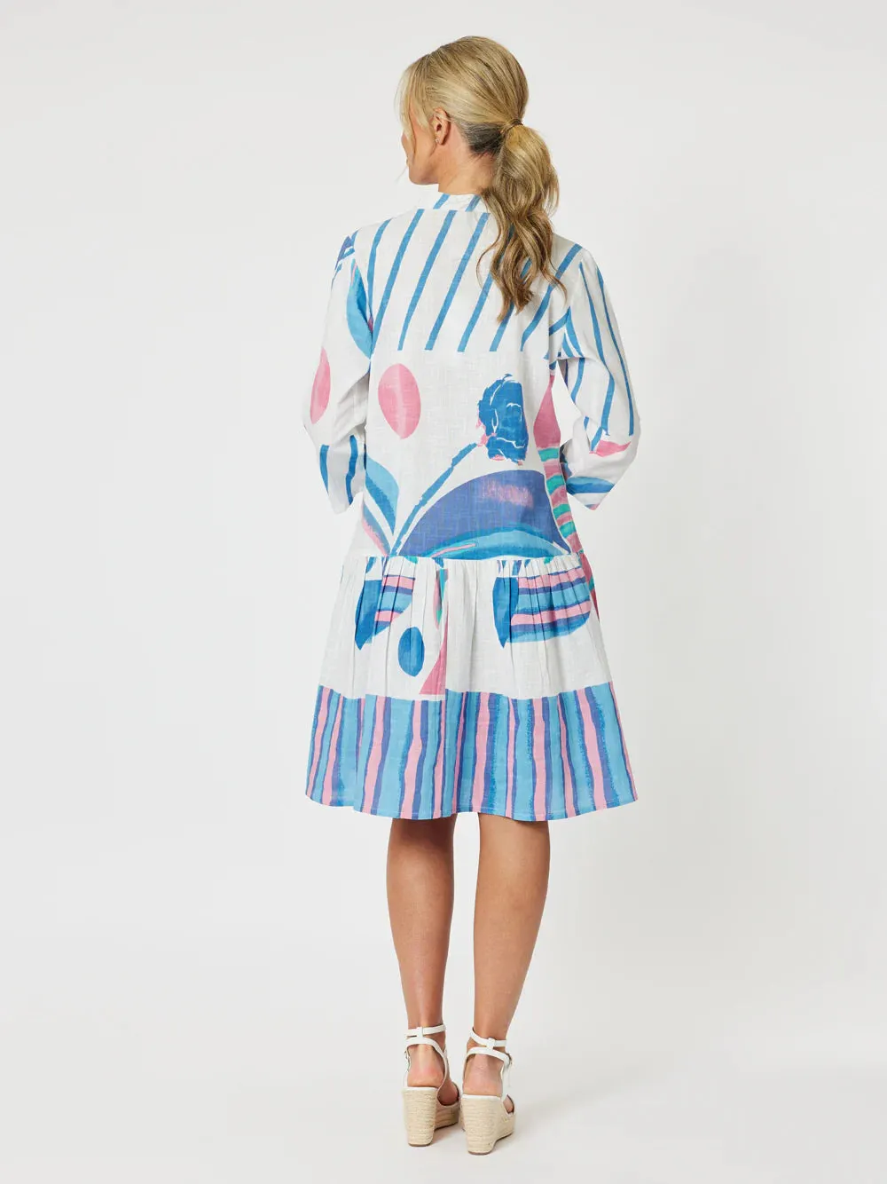 Beach Side Dress - Blue/Pink