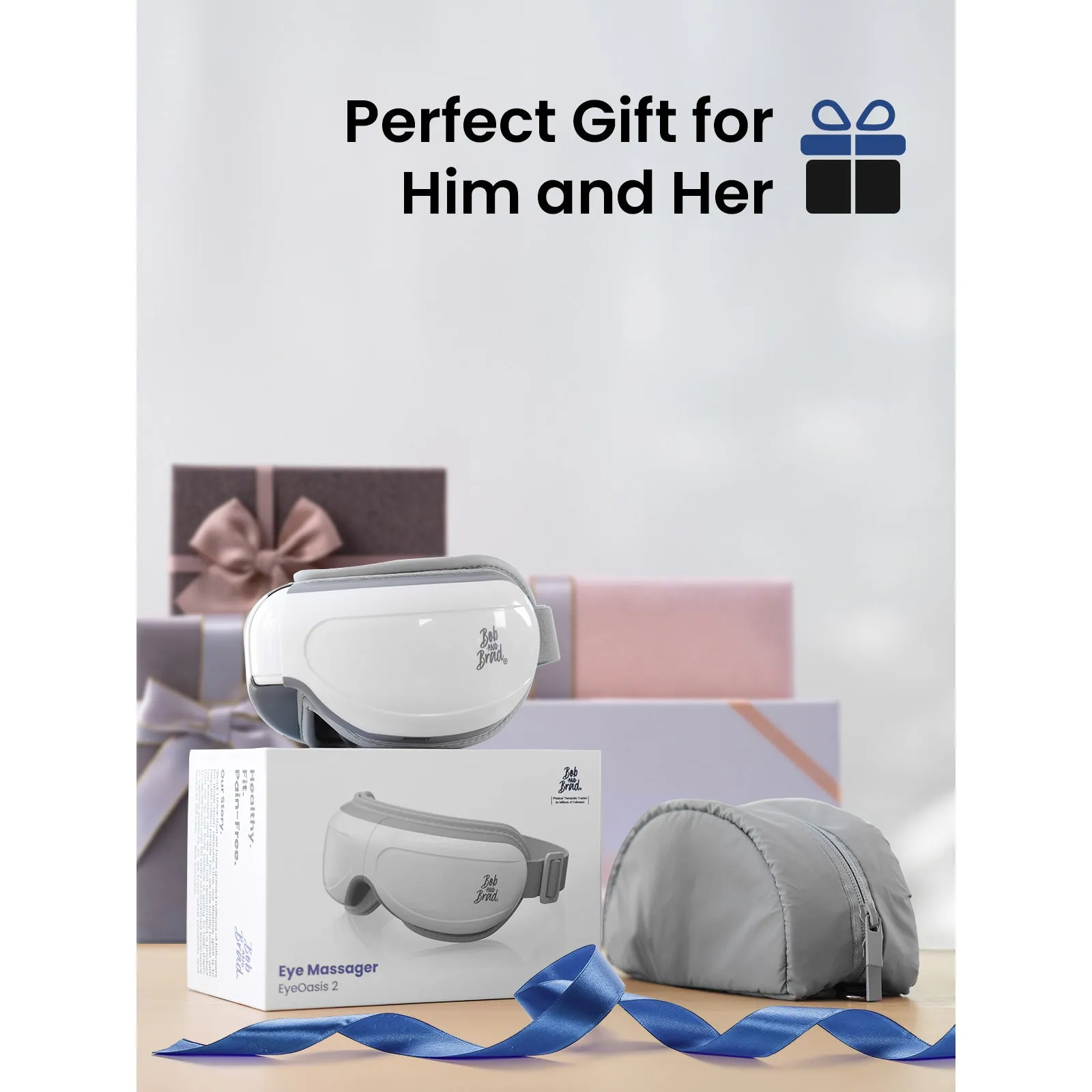 BOB AND BRAD Eye Massager EyeOasis 2 Heated Eye Massager for Migraines with Compression and Music Rechargeable Smart Eye Mask Massager Reduce Eye Strain Dry Eye Improve Sleep