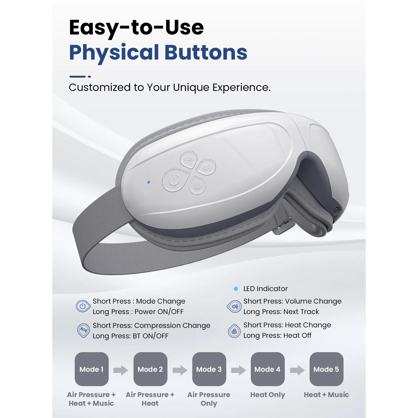 BOB AND BRAD Eye Massager EyeOasis 2 Heated Eye Massager for Migraines with Compression and Music Rechargeable Smart Eye Mask Massager Reduce Eye Strain Dry Eye Improve Sleep