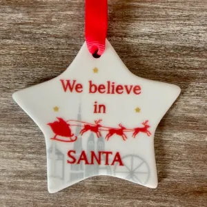 Ceramic We Believe Tree Decoration