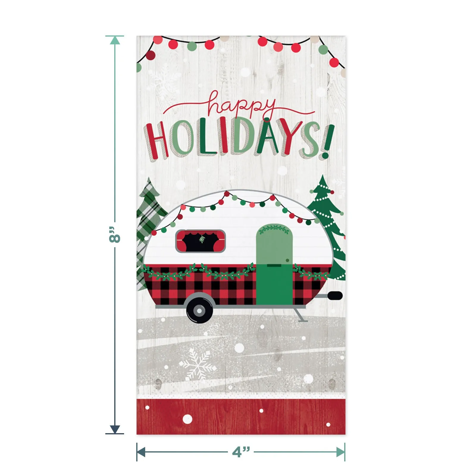 Christmas Camper Holiday Van Large Oval Paper Dinner Plates, Guest Napkins, and Forks (Serves 16)