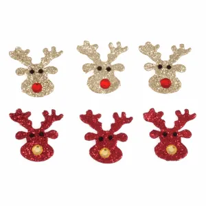 Christmas Craft Glittered Embellishments - Stick On Motifs REINDEERS