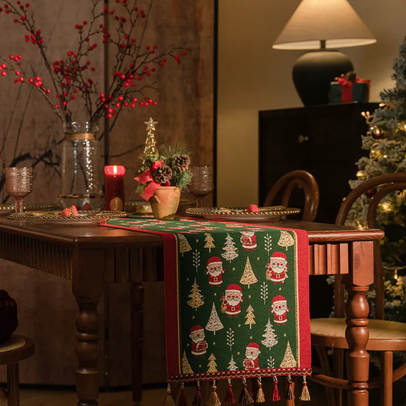 Christmas Festival Snowman Table Runner with Tassels
