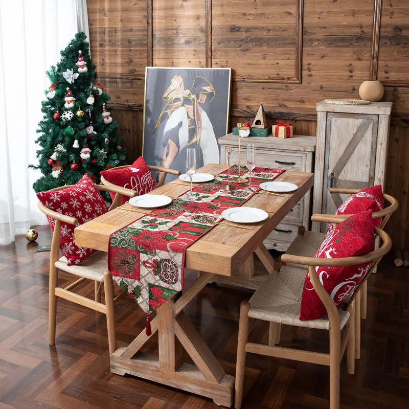 Christmas Flower Woven Jacquard Table Runner