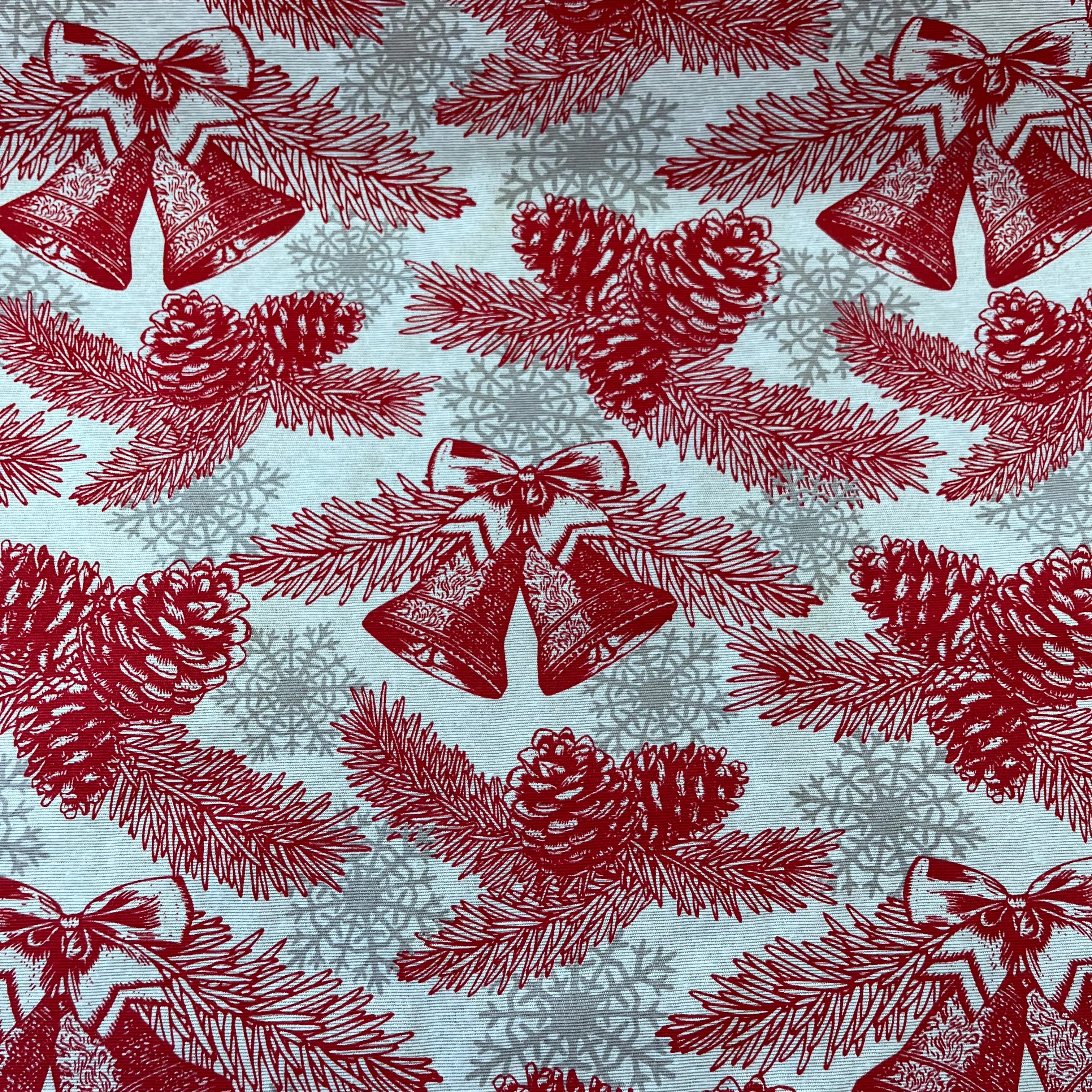Christmas Linen look - Traditional Christmas - Sold By Half Metre