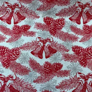 Christmas Linen look - Traditional Christmas - Sold By Half Metre