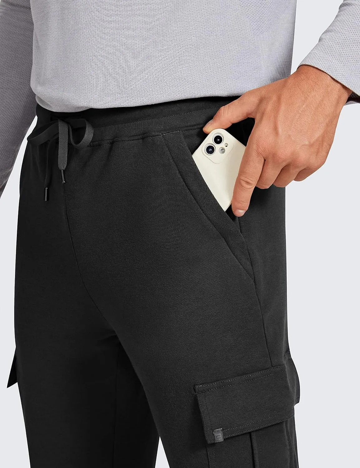 CRZ YOGA Men's Cargo Joggers Pants - 29" Cotton Lightweight Casual Lounge Athletic Workout Sweatpants with Pockets