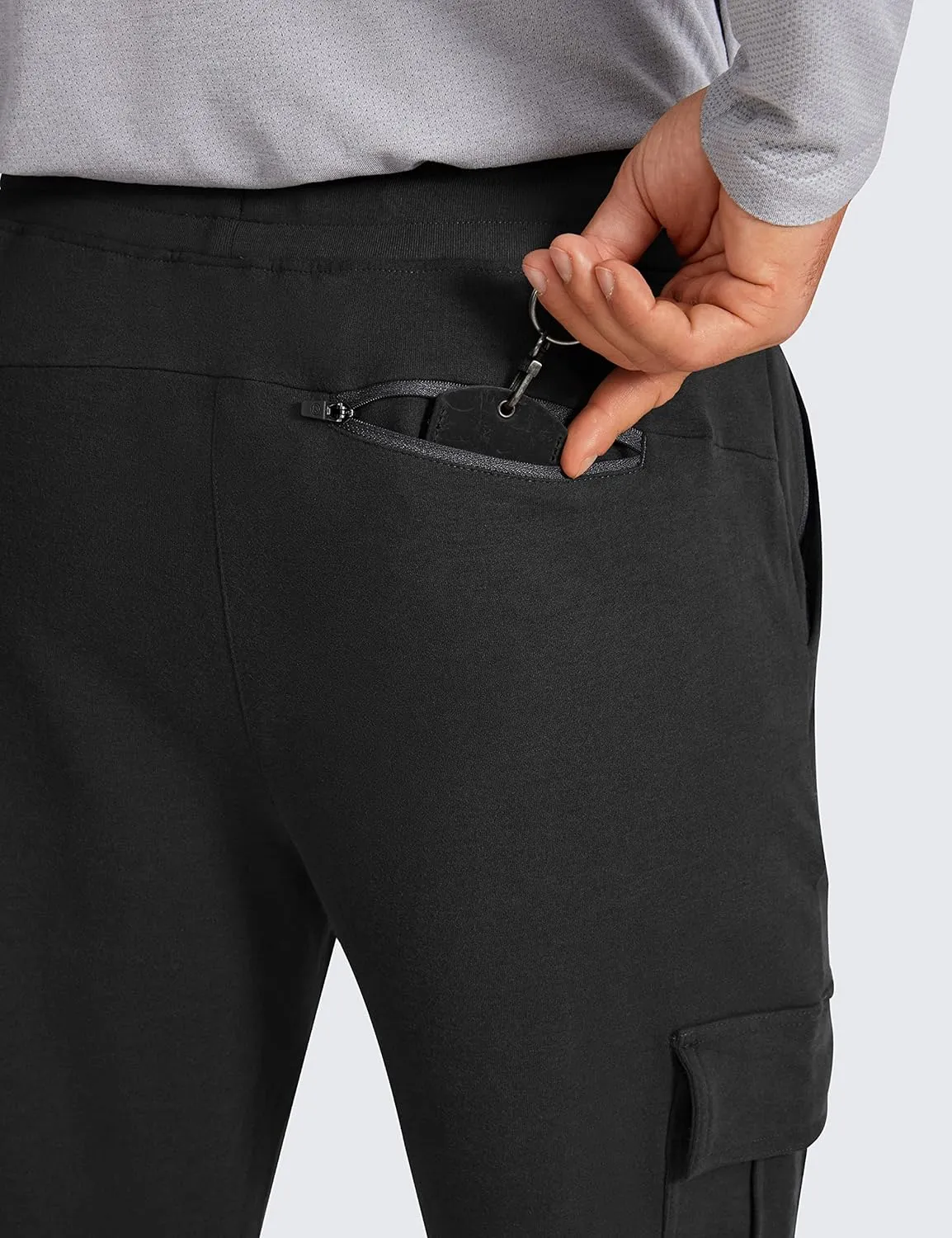 CRZ YOGA Men's Cargo Joggers Pants - 29" Cotton Lightweight Casual Lounge Athletic Workout Sweatpants with Pockets