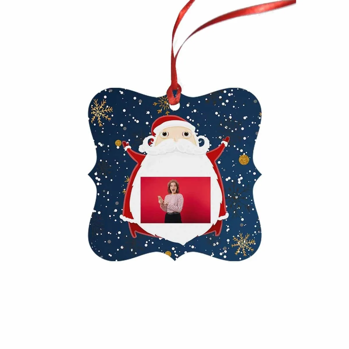 Custom Photo Christmas Snowflake Square Ornament
