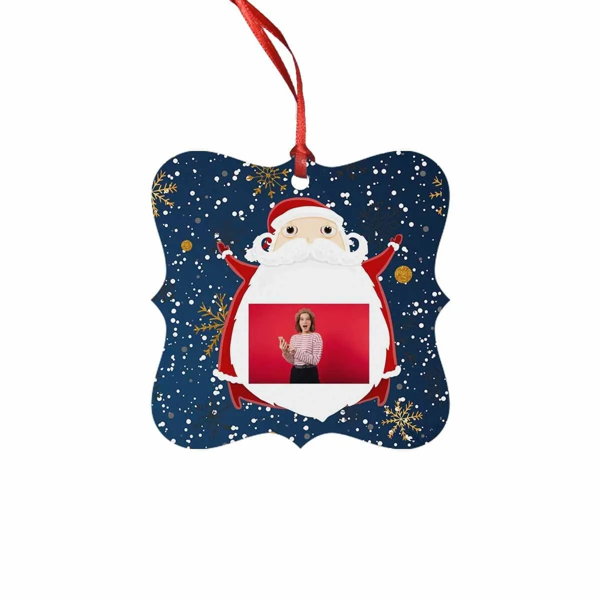 Custom Photo Christmas Snowflake Square Ornament