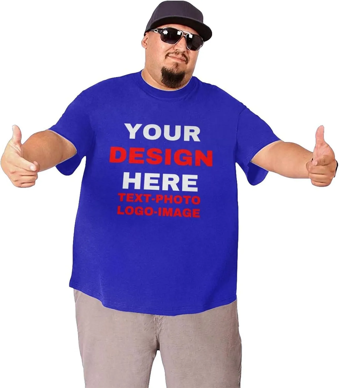 Custom Plus Size T-Shirts for Men Personalized Shirts Design Your Own Text Photo Logo Customized Big and Tall Shirt