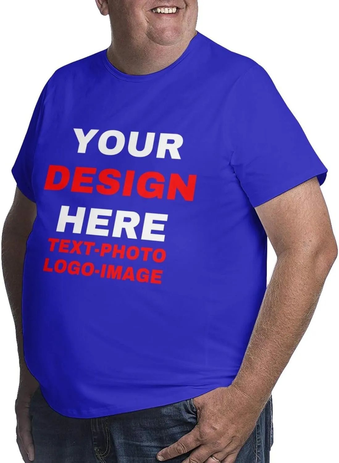 Custom Plus Size T-Shirts for Men Personalized Shirts Design Your Own Text Photo Logo Customized Big and Tall Shirt