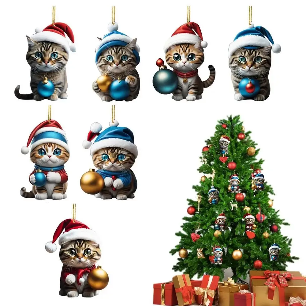 Cute Cat Christmas Tree Pendants