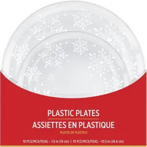 Dancing Snowflakes Clear Plastic Dinner Plates Multipack | 1 pack