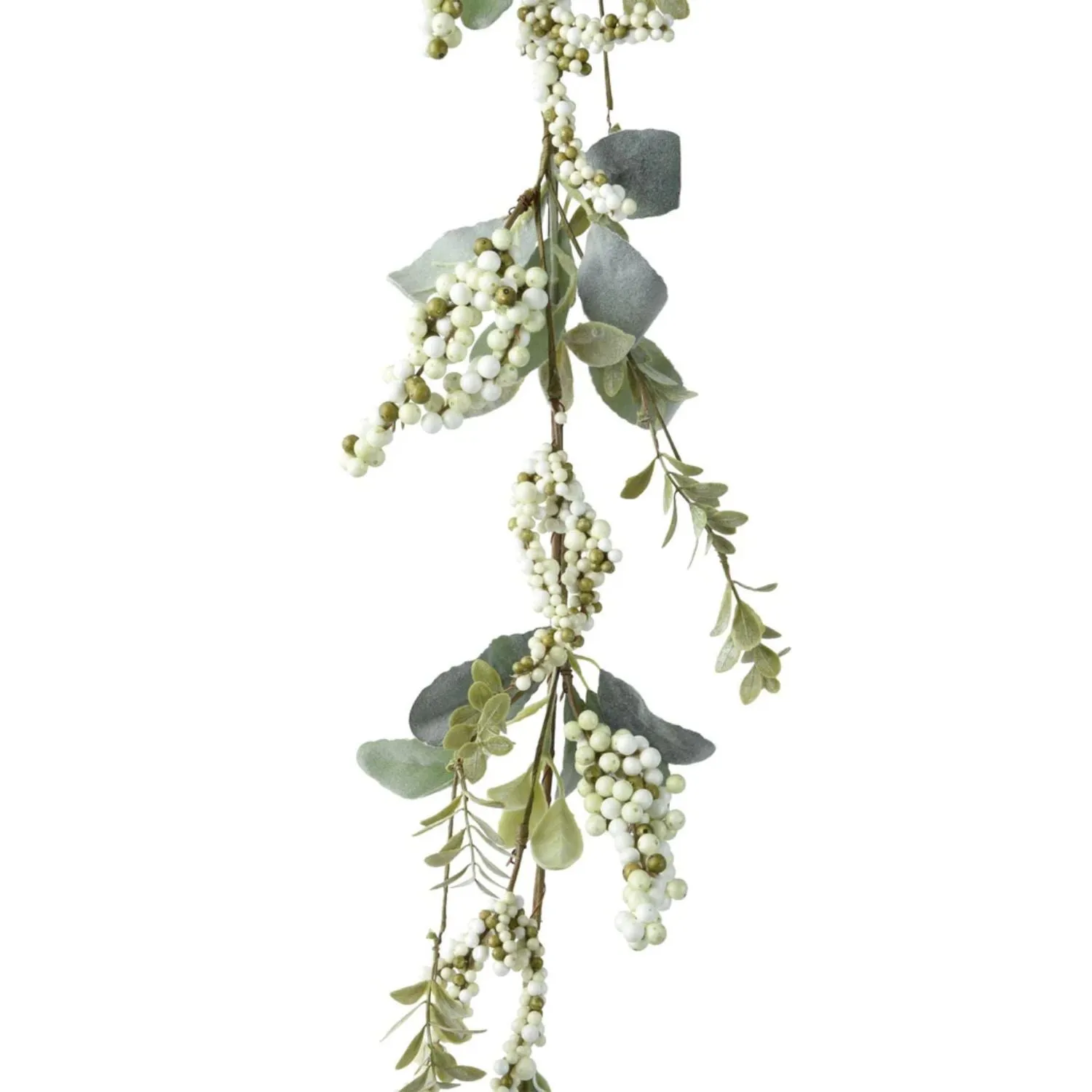 Decoris 1.3m Green Garland with Glitter & White Berries