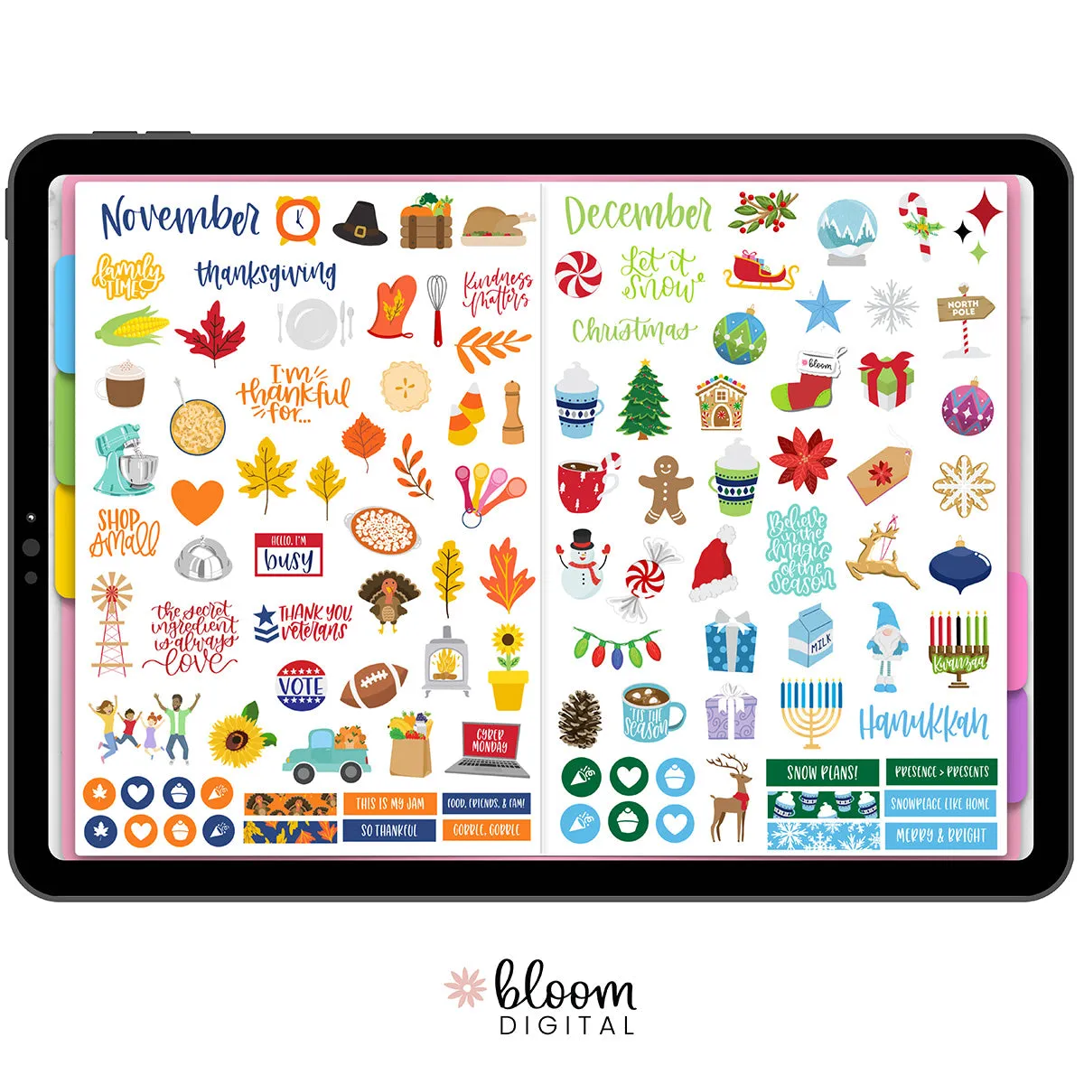 Digital Sticker Pack, Monthly Celebration Stickers