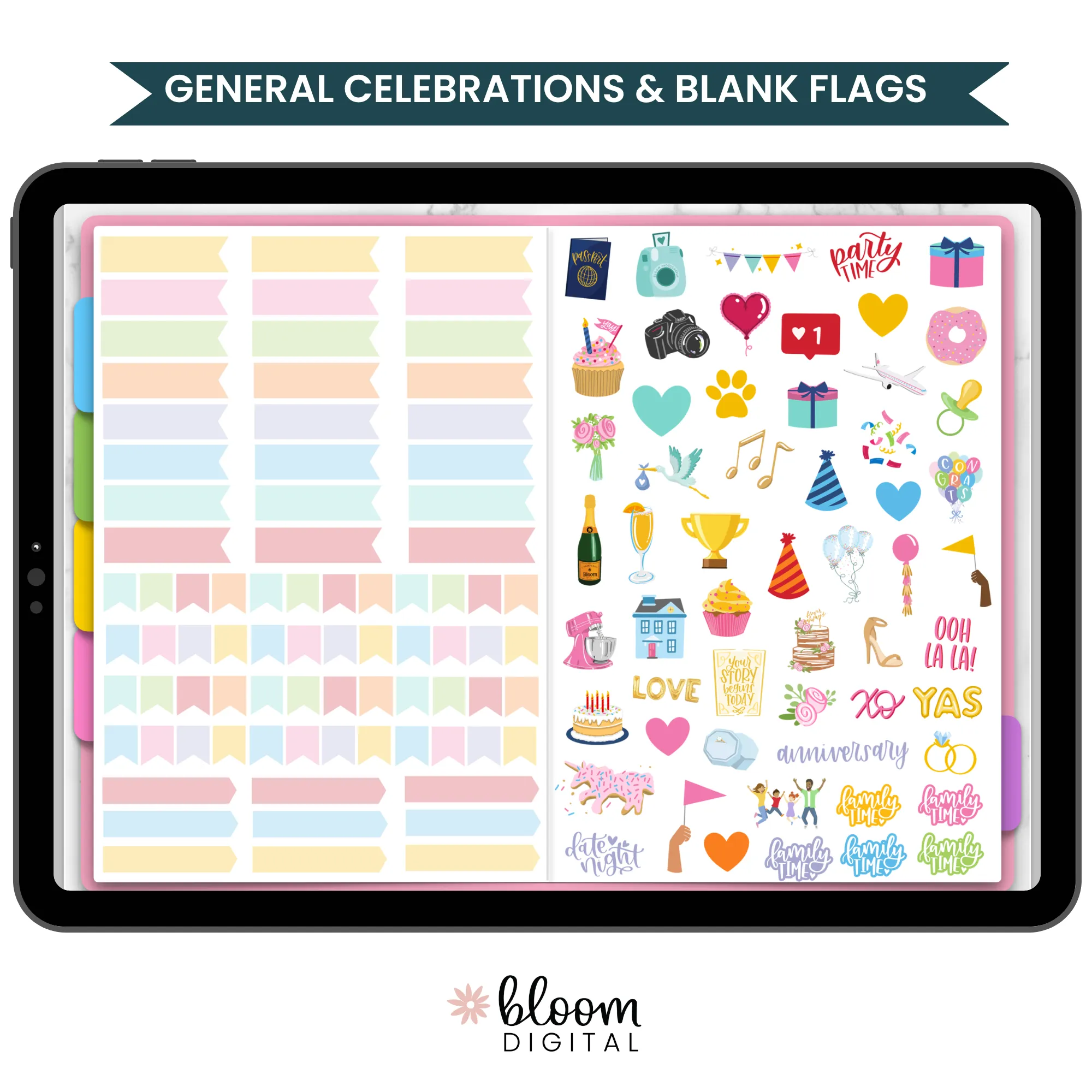 Digital Sticker Pack, Monthly Celebration Stickers