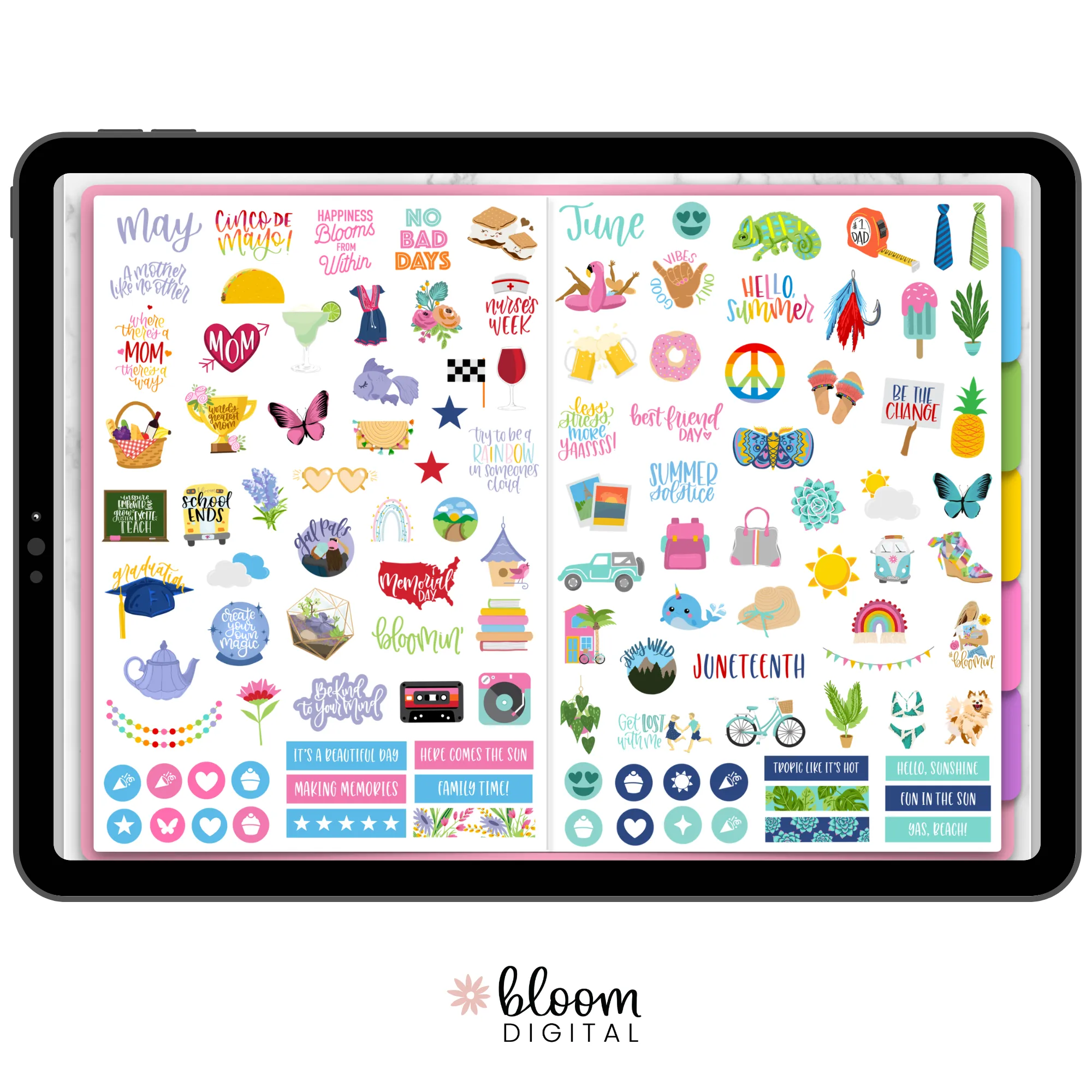 Digital Sticker Pack, Monthly Celebration Stickers