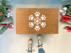 Dog Paw Snowflake Winter Doormat