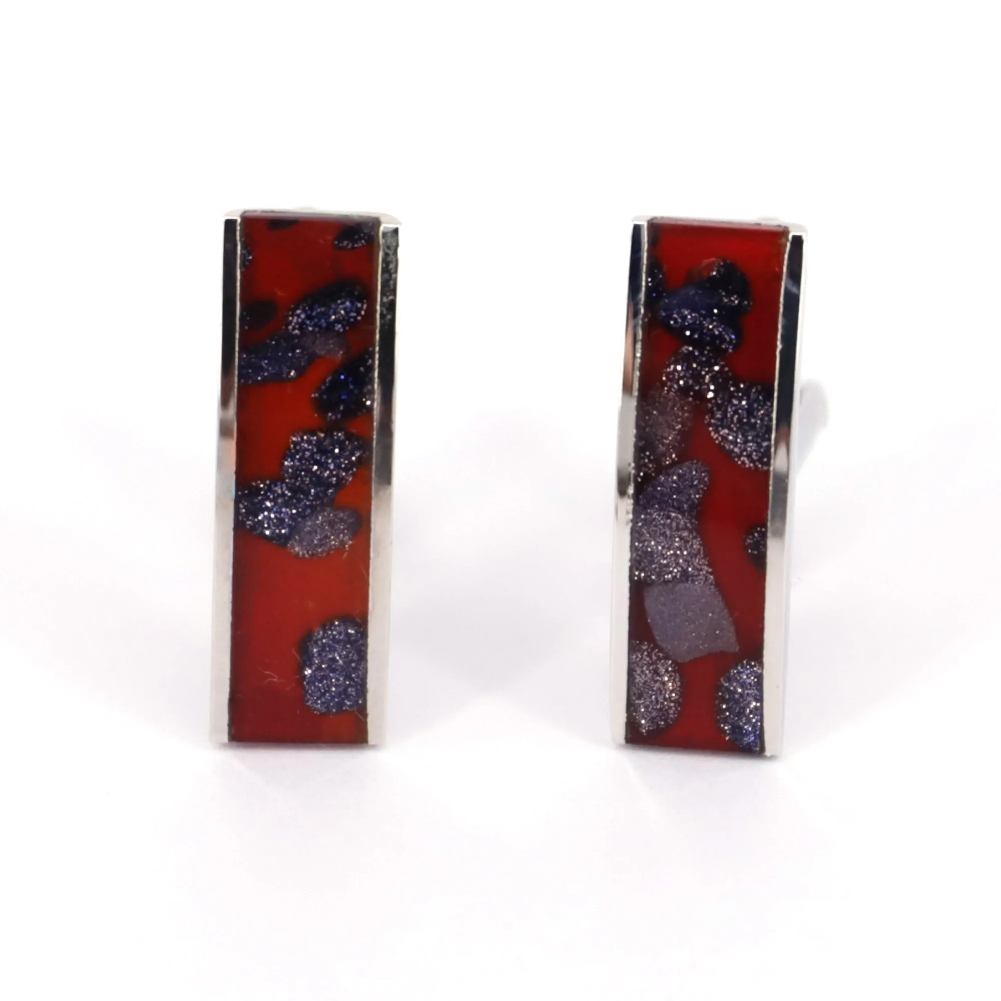 Fiber Glass rectangle Multi col  Cufflinks (Online Exclusive)
