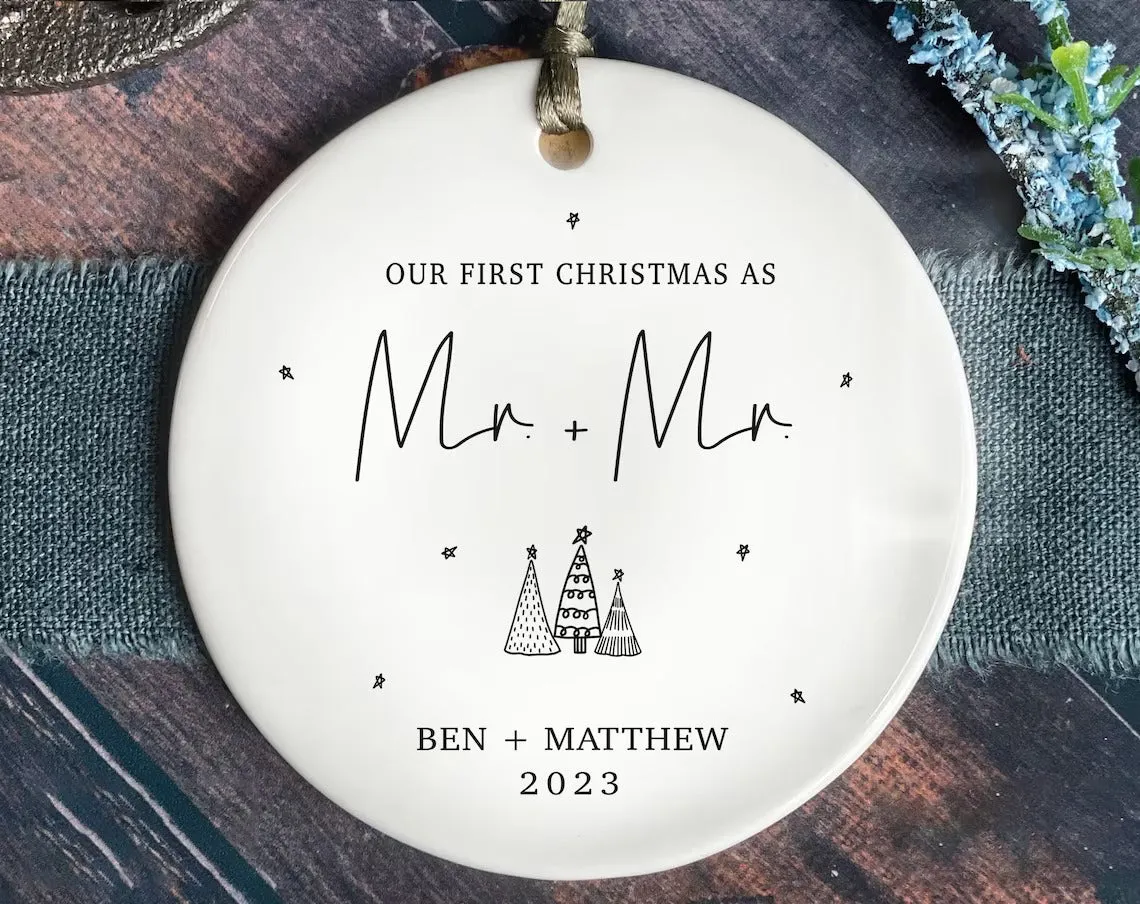 First Christmas Married Ornament - Mr and Mrs Tree Christmas Ornament - Our First Christmas Married as Mr and Mrs Ornament