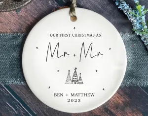 First Christmas Married Ornament - Mr and Mrs Tree Christmas Ornament - Our First Christmas Married as Mr and Mrs Ornament