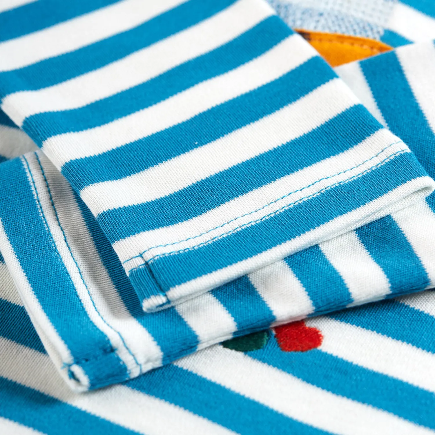 Frugi Bobby Applique Top - Tor Blue / Bumblebee