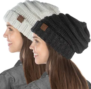 Funky Junque Women's Slouchy Beanie - Soft Ribbed Knit Winter Hat - Cozy Warm Cap