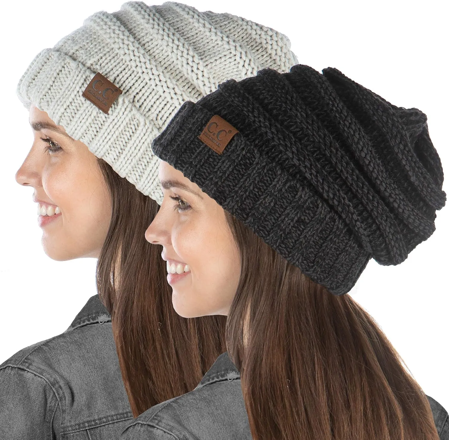 Funky Junque Women's Slouchy Beanie - Soft Ribbed Knit Winter Hat - Cozy Warm Cap