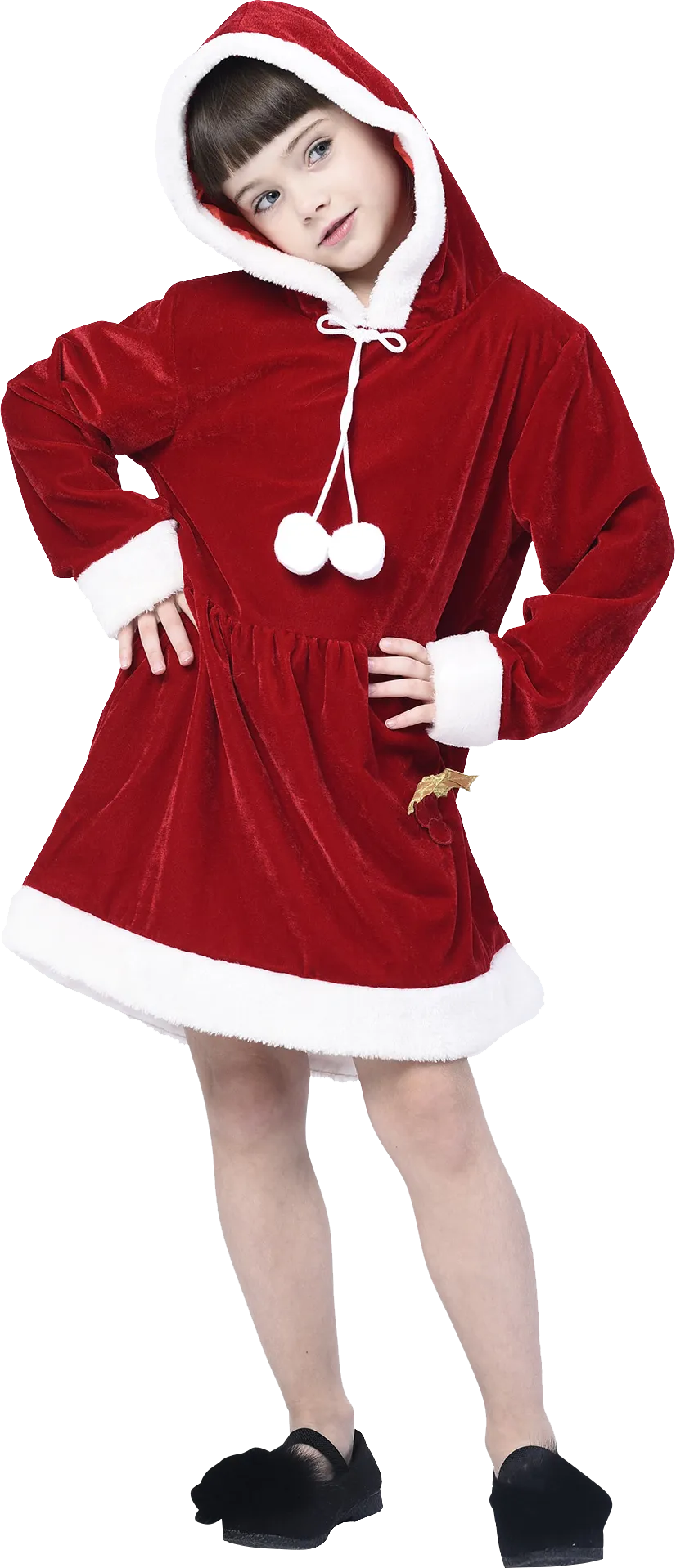 Girls' Xmas Clause Santa Costume Suit, Christmas Dress for Pageant Party