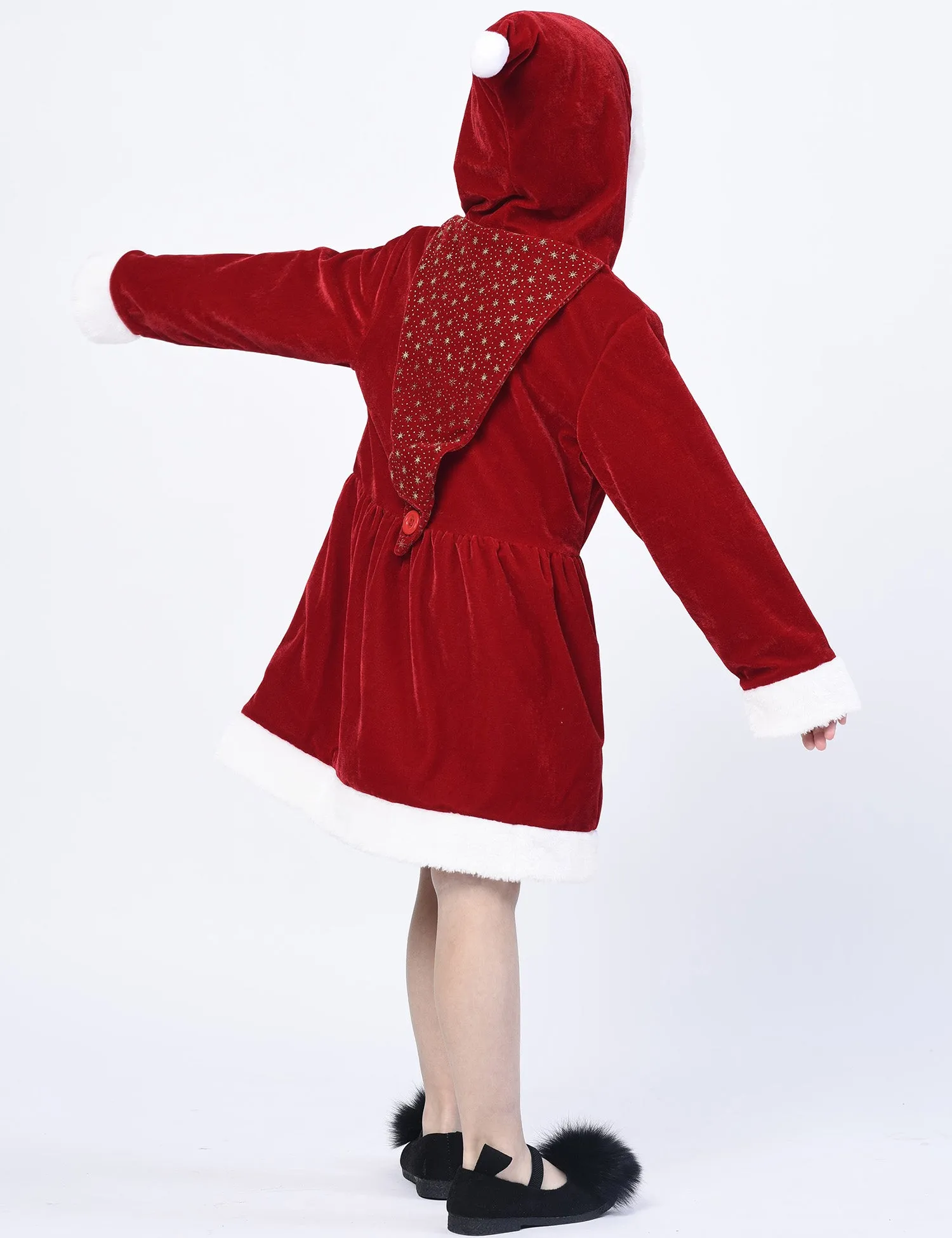 Girls' Xmas Clause Santa Costume Suit, Christmas Dress for Pageant Party