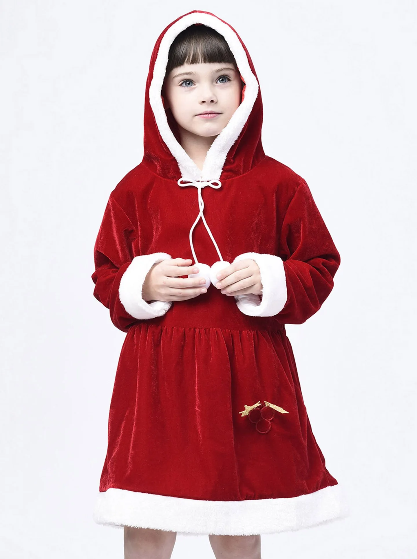 Girls' Xmas Clause Santa Costume Suit, Christmas Dress for Pageant Party