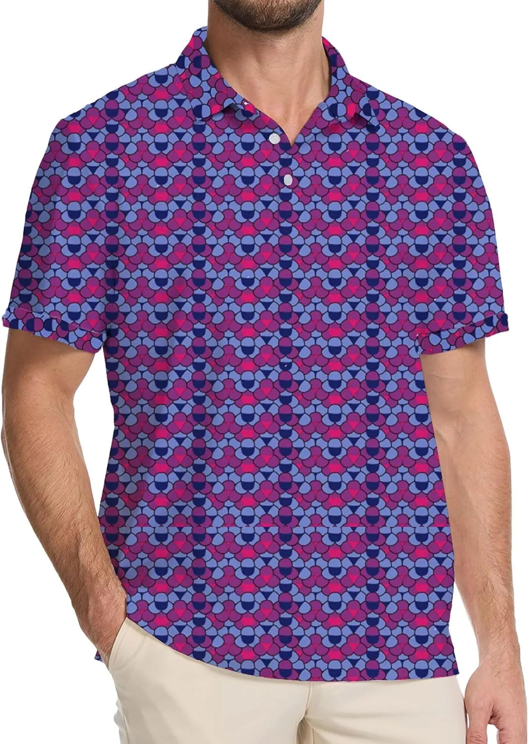 Golf Shirts for Men Dry Fit Moisture Wicking Short Sleeve Performance Print Polo Shirts