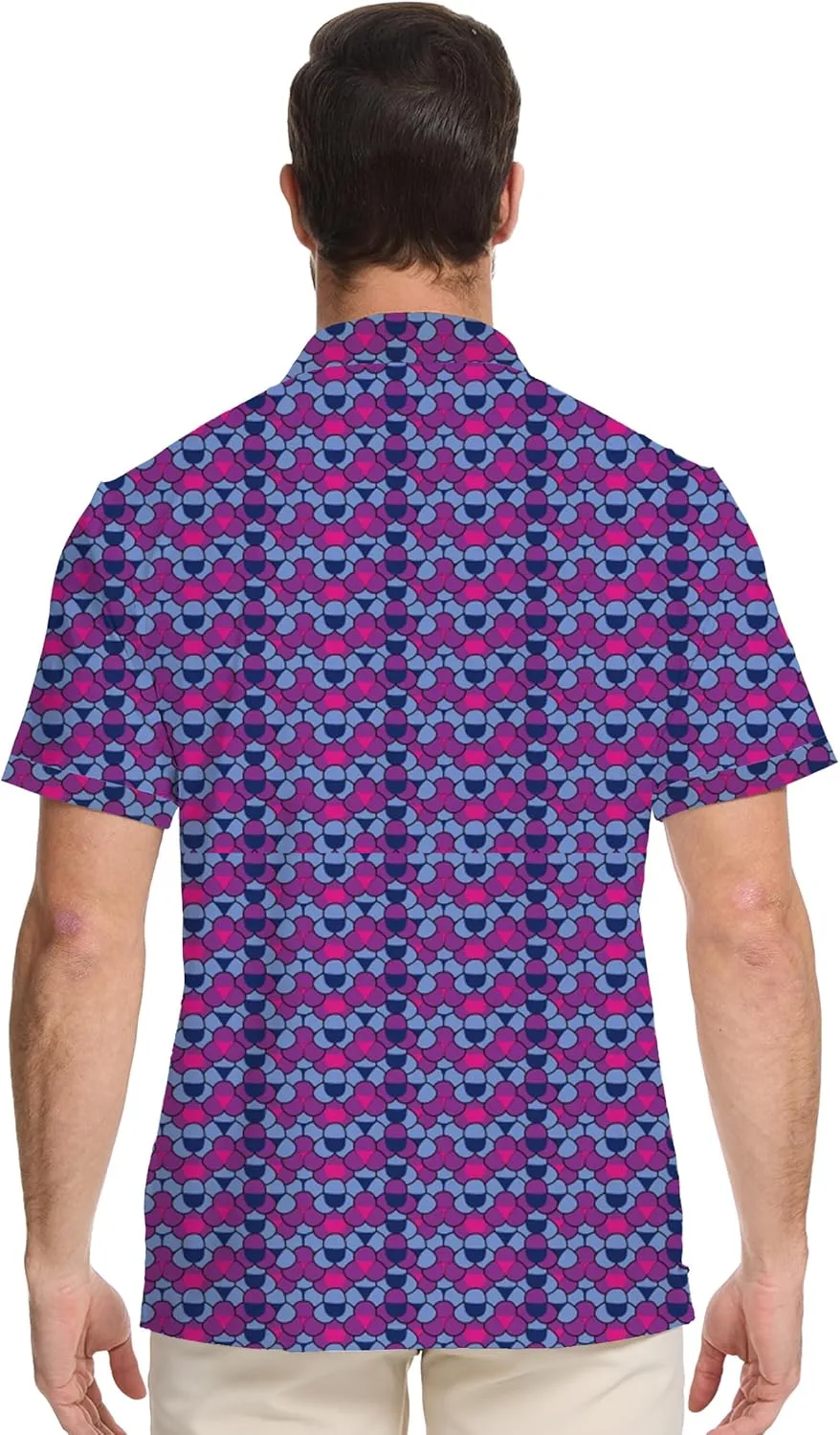 Golf Shirts for Men Dry Fit Moisture Wicking Short Sleeve Performance Print Polo Shirts
