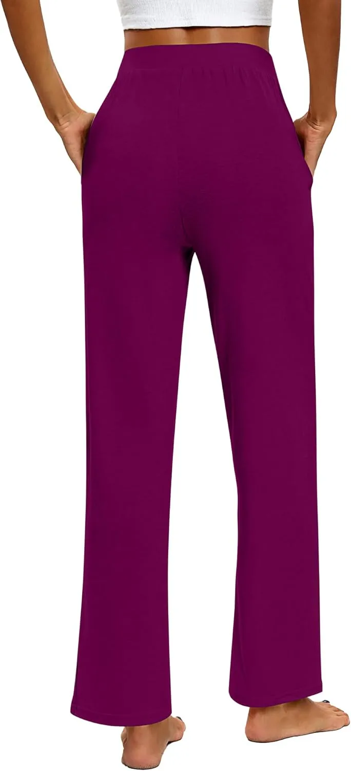 Huukeay 3 Pack Women's Lounge Pants, Cozy Wide Leg Lounge Pants with Pockets Loose Flowy Yoga Sweatpants Workout Comfy Jogger