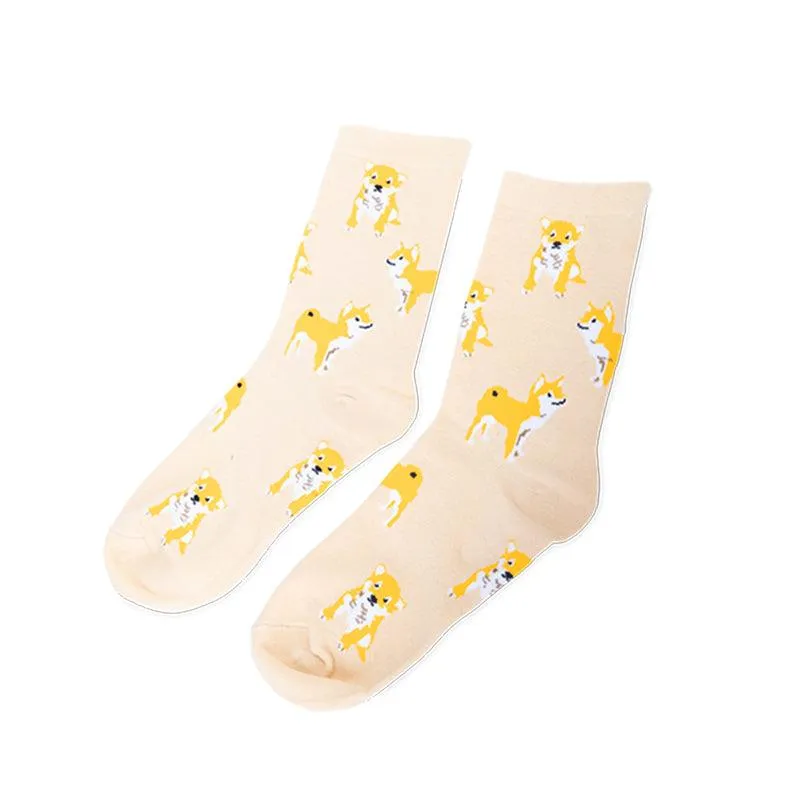 Japan style flower dog orange cat cotton socks