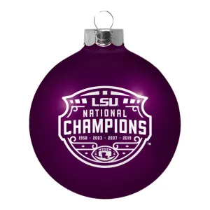 LSU Tigers 2019-2020 CFP National Champions Boelter Brands Purple Glass Ornament