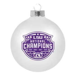 LSU Tigers 2019-2020 CFP National Champions Boelter Brands White Glass Ornament
