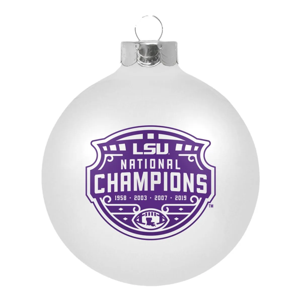 LSU Tigers 2019-2020 CFP National Champions Boelter Brands White Glass Ornament