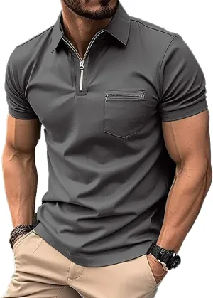 Mens Classic Polo Shirt Casual Short Sleeve Plaid Splice T-Shirts Regular-Fit Business&Golf Polo Shirts